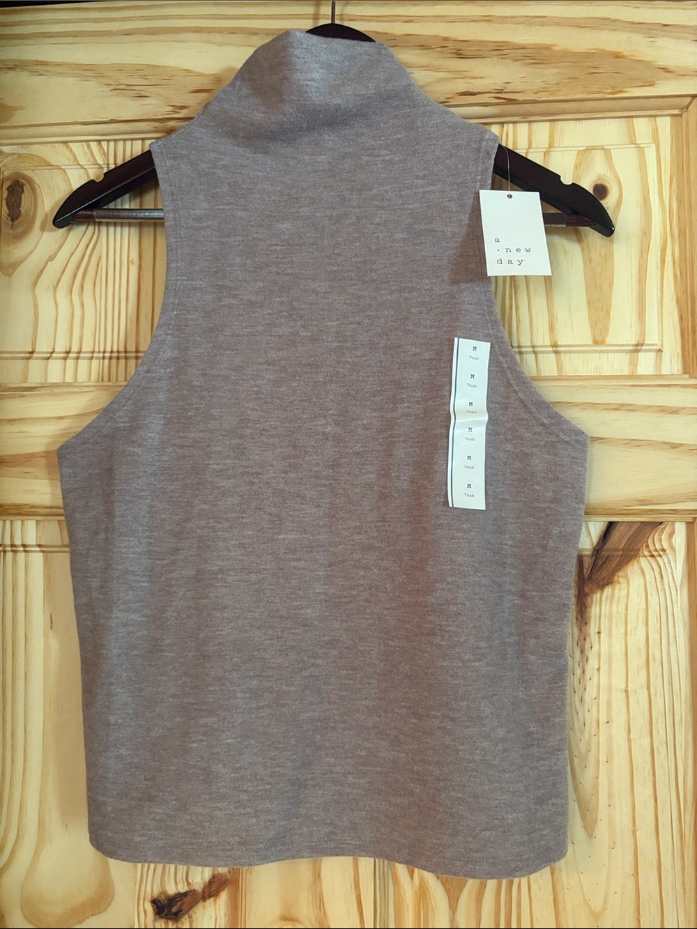a new day Sleeveless Mock Neck Tank Top in Taupe